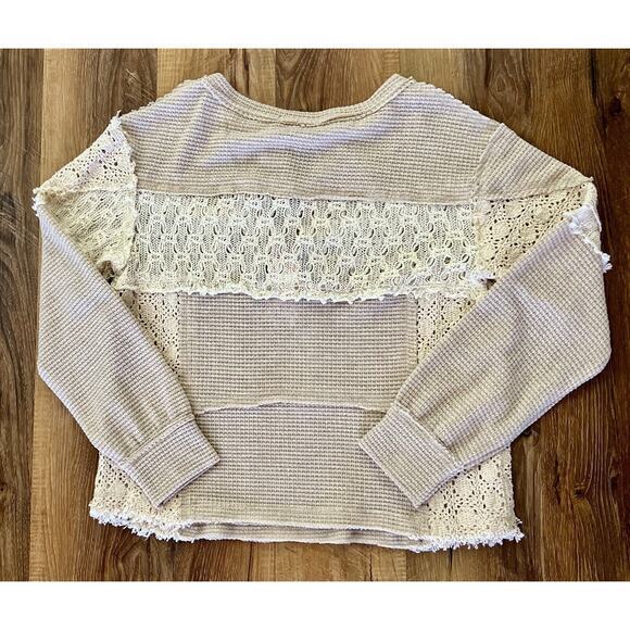 Gimmicks By BKE‎ Women's Ivory Lace Long Sleeve Blouse Size Small NEW - Picture 3 of 12